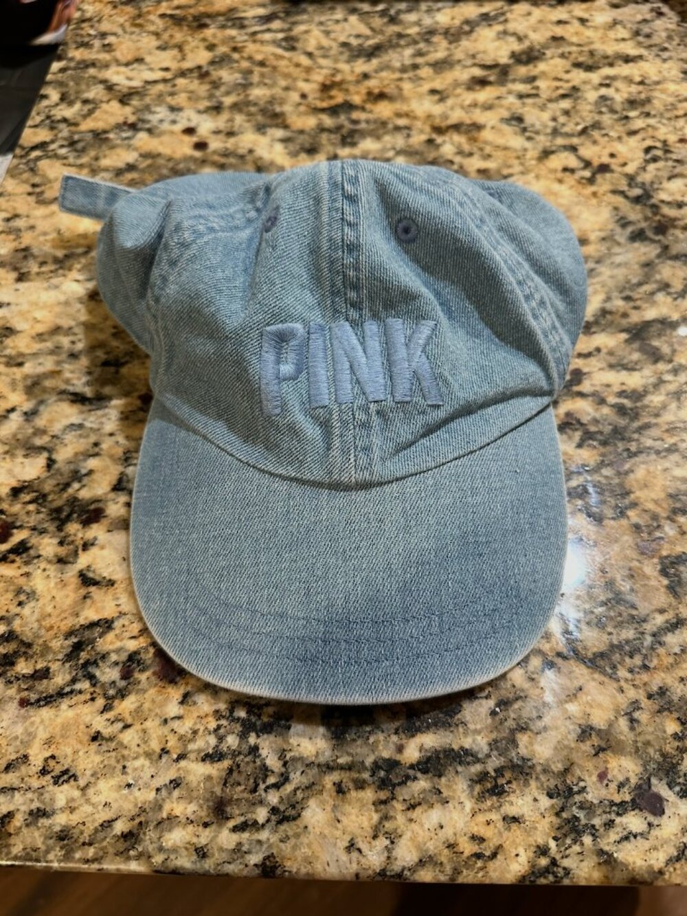 Victoria’s Secret PINK Light Blue Denim Baseball Cap Embroidered Logo